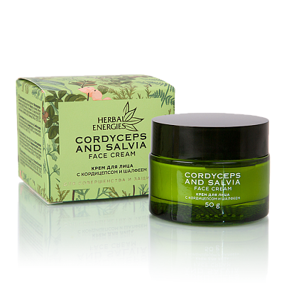 КРЕМ ЗА ЛИЦЕ С КОРДИЦЕПС И САЛВИЯ „HERBAL ENERGIES“, 50 ГР